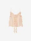 Chloé Flowy Silk Top With Ruffle And Tie In Nude
