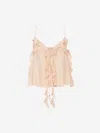 Chloé Flowy Silk Top With Ruffle And Tie In Nude
