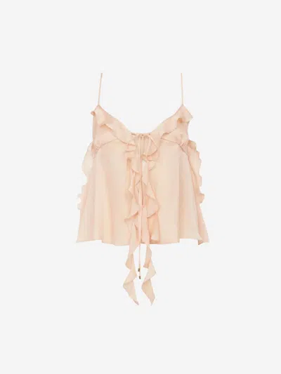 Chloé Silk Strappy Top In Nude