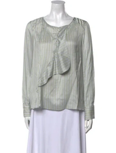Pre-owned Chloé Silk Striped Blouse In Gray