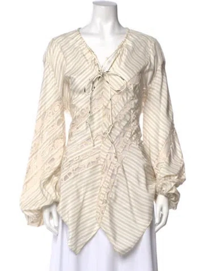 Pre-owned Chloé Silk Striped Blouse In Neutral