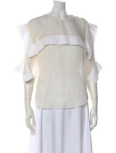 Pre-owned Chloé Silk Striped Blouse In Neutral
