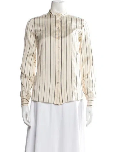 Pre-owned Chloé Silk Striped Blouse In Neutral