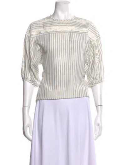 Pre-owned Chloé Silk Striped Blouse In Neutrals