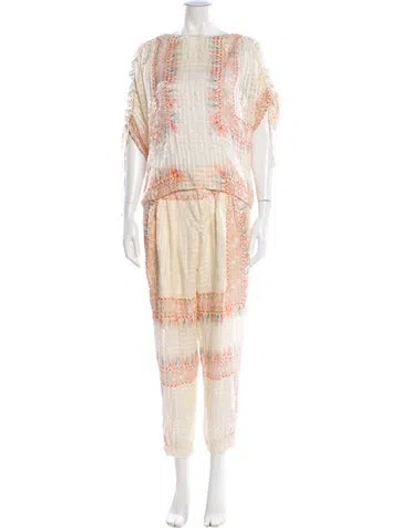 Pre-owned Chloé Silk Striped Pant Set In Neutral