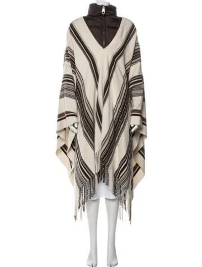 Pre-owned Chloé Silk Striped Poncho In Neutral