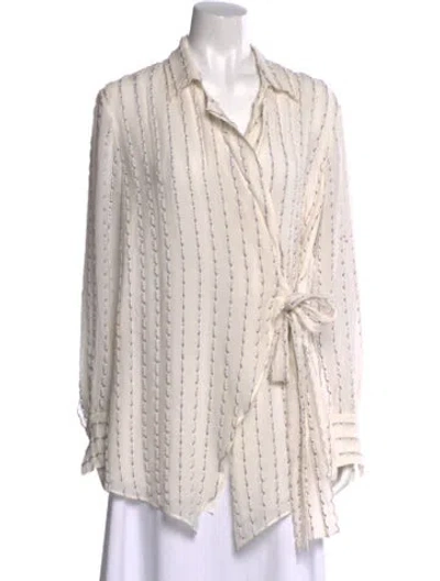 Pre-owned Chloé Silk Striped Tunic In White