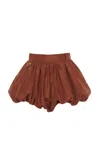 Chloé Silk Taffeta Bloomer Shorts In Brown