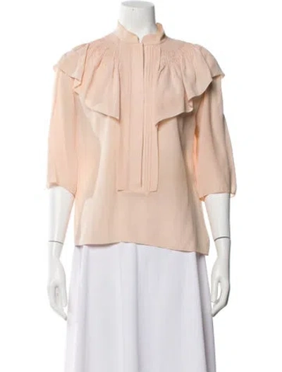 Pre-owned Chloé Silk Three-quarter Sleeve Blouse In Neutral