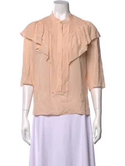 Pre-owned Chloé Silk Three-quarter Sleeve Blouse In Neutrals