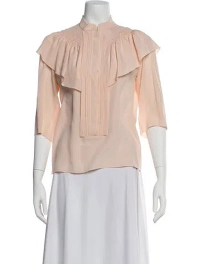 Pre-owned Chloé Silk Three-quarter Sleeve Blouse In Orange