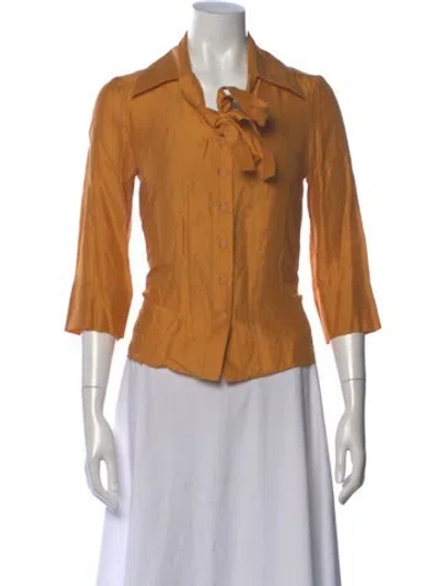 Pre-owned Chloé Silk Three-quarter Sleeve Blouse In Orange