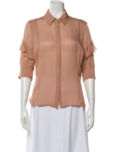 Pre-owned Chloé Silk Three-quarter Sleeve Blouse In Pink