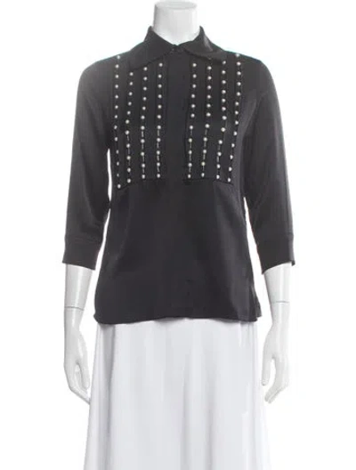 Pre-owned Chloé Silk Three-quarter Sleeve Top In Black