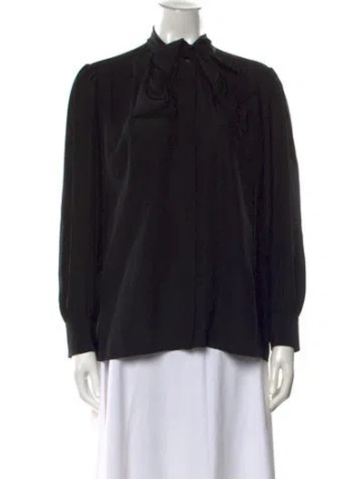 Pre-owned Chloé Silk Tie Neck Blouse In Black