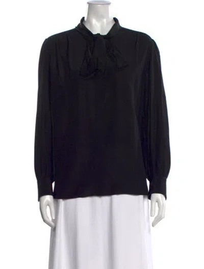 Pre-owned Chloé Silk Tie Neck Blouse In Black
