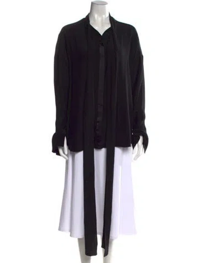 Pre-owned Chloé Silk Tie Neck Blouse In Black