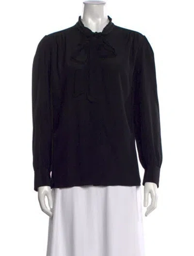 Pre-owned Chloé Silk Tie Neck Blouse In Black