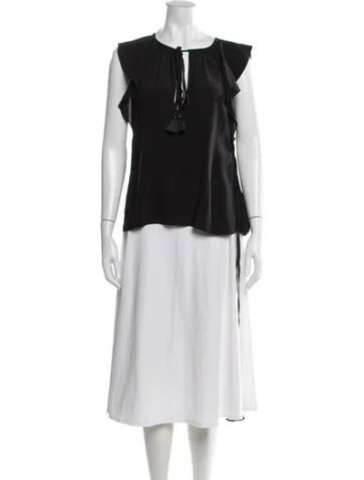 Pre-owned Chloé Silk Tie Neck Blouse In Black