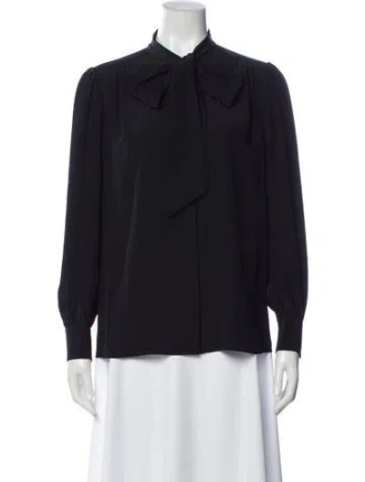 Pre-owned Chloé Silk Tie Neck Blouse In Blue