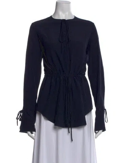 Pre-owned Chloé Silk Tie Neck Blouse In Blue