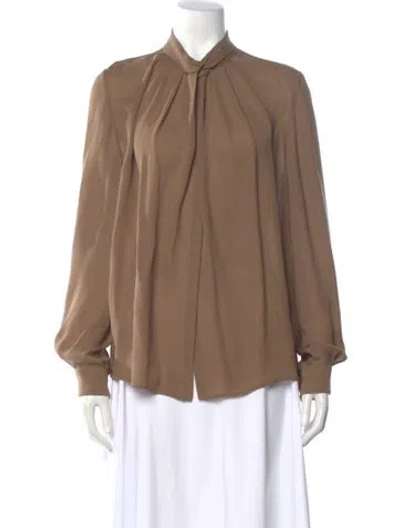 Pre-owned Chloé Silk Tie Neck Blouse In Brown