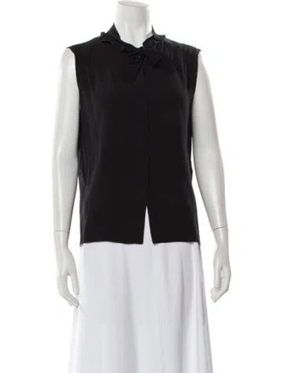 Pre-owned Chloé Silk Tie Neck Blouse In Gray