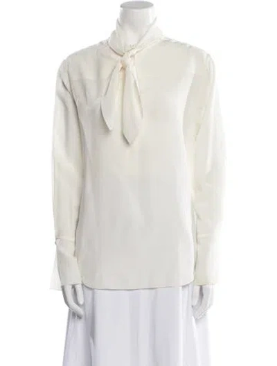 Pre-owned Chloé Silk Tie Neck Blouse In Neutral