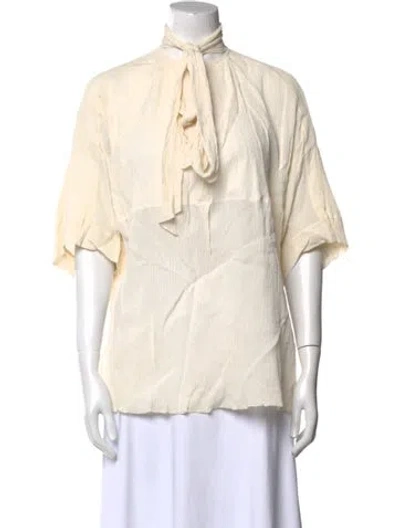 Pre-owned Chloé Silk Tie Neck Blouse In Neutral