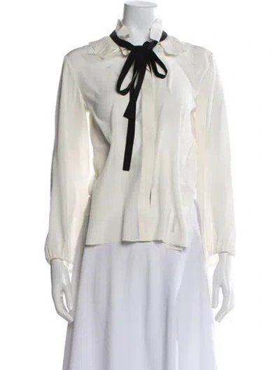 Pre-owned Chloé Silk Tie Neck Blouse In Neutral