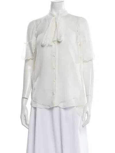 Pre-owned Chloé Silk Tie Neck Blouse In Neutral