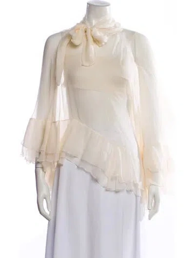 Pre-owned Chloé Silk Tie Neck Blouse In Neutral