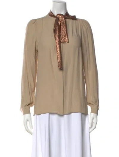 Pre-owned Chloé Silk Tie Neck Blouse In Neutral