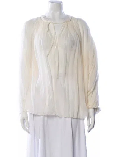 Pre-owned Chloé Silk Tie Neck Blouse In Neutral