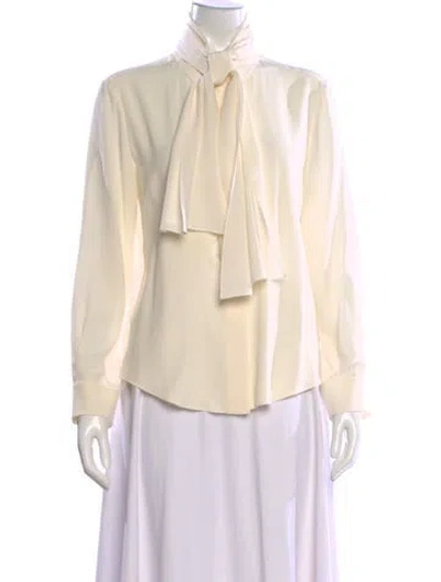 Pre-owned Chloé Silk Tie Neck Blouse In Neutral