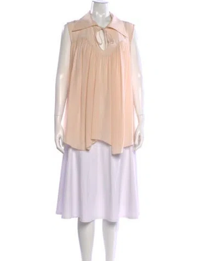 Pre-owned Chloé Silk Tie Neck Blouse In Neutral