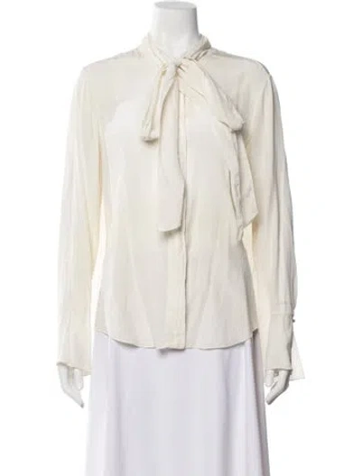 Pre-owned Chloé Silk Tie Neck Blouse In Neutral
