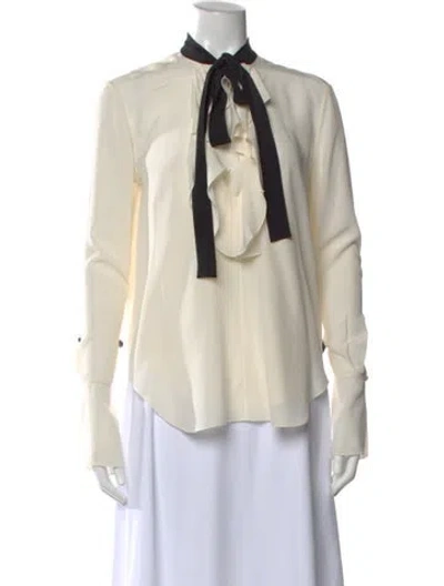 Pre-owned Chloé Silk Tie Neck Blouse In Neutral