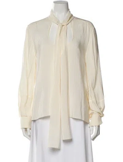 Pre-owned Chloé Silk Tie Neck Blouse In Neutral