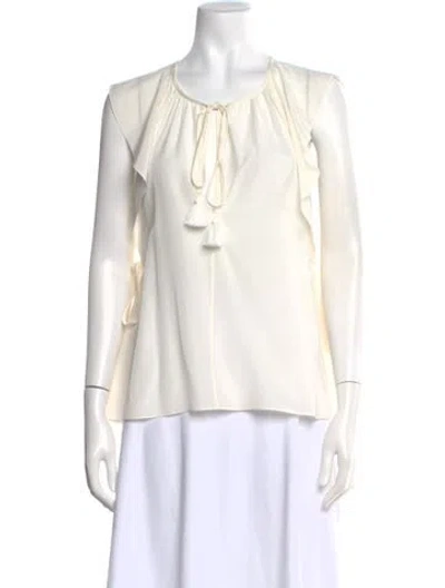 Pre-owned Chloé Silk Tie Neck Blouse In Neutral
