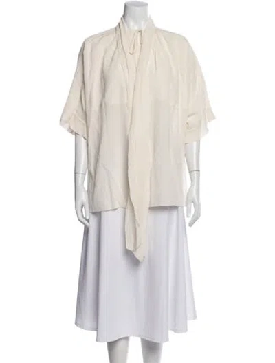 Pre-owned Chloé Silk Tie Neck Blouse In Neutral