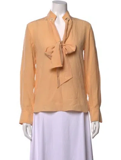 Pre-owned Chloé Silk Tie Neck Blouse In Neutrals