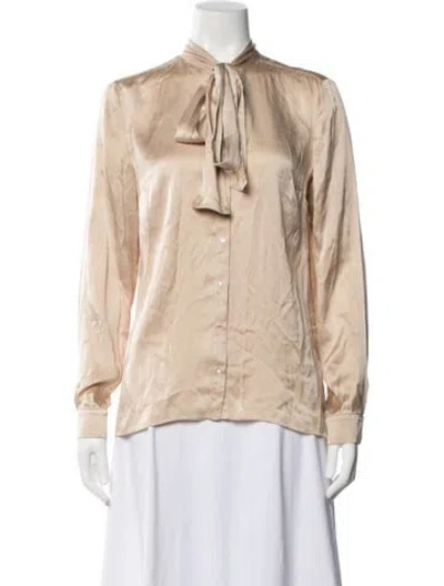 Pre-owned Chloé Silk Tie Neck Blouse In Neutrals