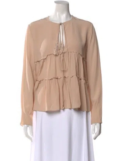 Pre-owned Chloé Silk Tie Neck Blouse In Pink