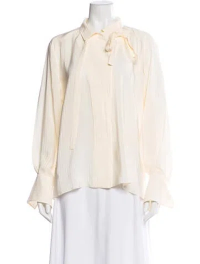 Pre-owned Chloé Silk Tie Neck Blouse W/ Tags In Neutral