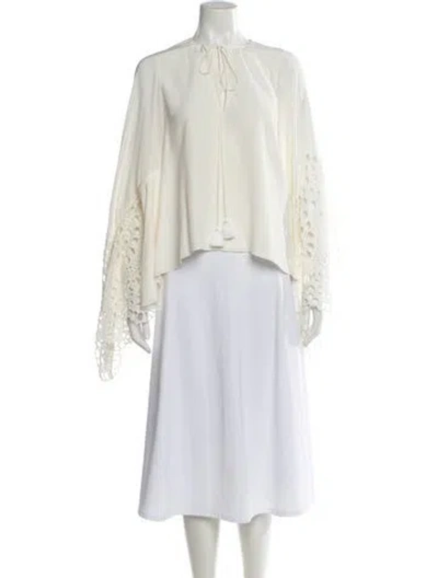 Pre-owned Chloé Silk Tie Neck Blouse In White