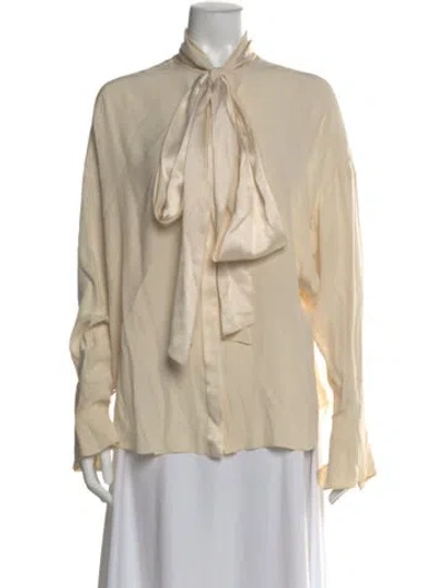 Pre-owned Chloé Silk Tie Neck Blouse In White