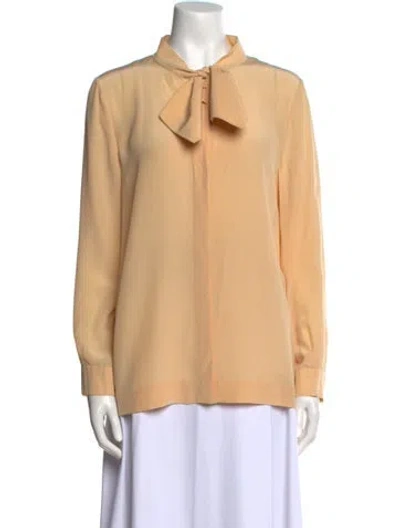 Pre-owned Chloé Silk Tie Neck Button-up Top In Neutral