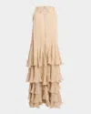 Chloé Silk Georgette Long Dress In Creamy Beige