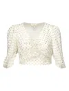 Chloé Jacquard Silk-blend Muslin Crop Top In ホワイト